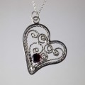 Garnet Almandite Silver Filagree Heart 